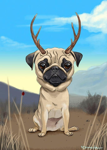 Pugalope White Modern Wood Framed Art Print with Double Matting by Rubenacker, Brian