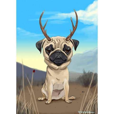 Pugalope White Modern Wood Framed Art Print by Rubenacker, Brian