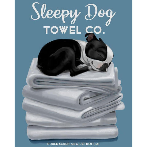 Sleepy Dog Black Modern Wood Framed Art Print by Rubenacker, Brian