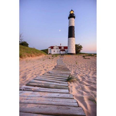 Big Sable Point Lighthouse Black Modern Wood Framed Art Print with Double Matting by Romanowicz, Adam