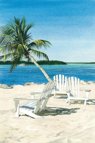 Paradise White Modern Wood Framed Art Print with Double Matting by Roberts, Linda