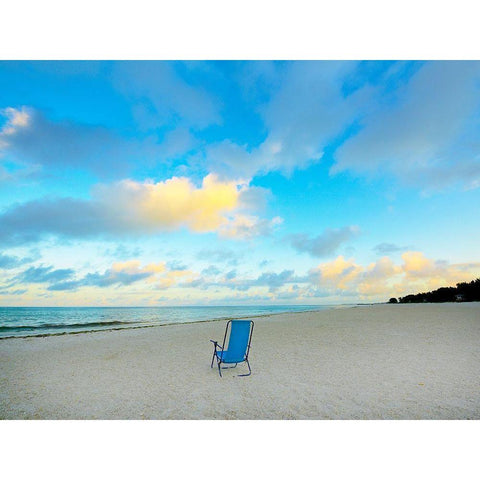 Chair On Beach Black Modern Wood Framed Art Print with Double Matting by Reed, Jack