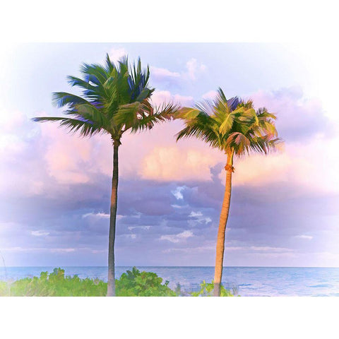 Two Palms White Modern Wood Framed Art Print by Reed, Jack