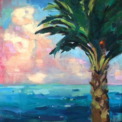 Palm White Modern Wood Framed Art Print with Double Matting by Railsback, Page Pearson