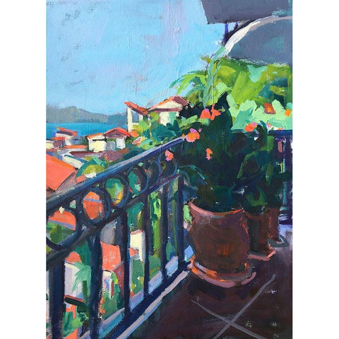 Terrace View Black Modern Wood Framed Art Print with Double Matting by Railsback, Page Pearson