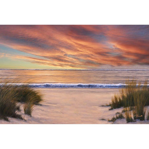 Beach Solitude White Modern Wood Framed Art Print by Romanello, Diane