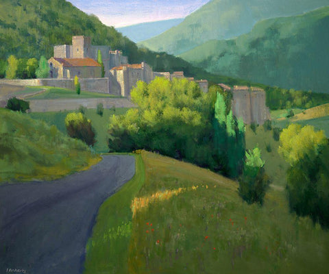 Early Morning in Aurel White Modern Wood Framed Art Print with Double Matting by Roberts, Ian