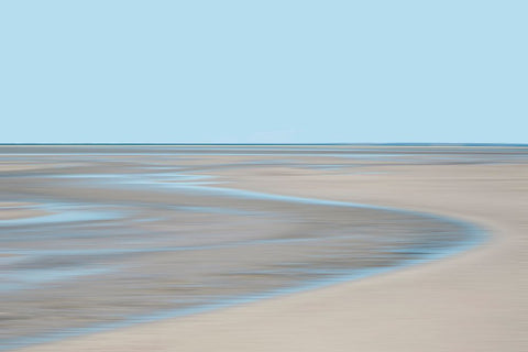 Blue and Beige Beach 1 Black Ornate Wood Framed Art Print with Double Matting by Ryan, Brooke T.