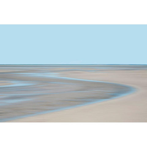 Blue and Beige Beach 1 White Modern Wood Framed Art Print by Ryan, Brooke T.