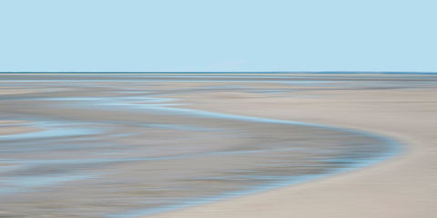Blue and Beige Beach 2 Black Ornate Wood Framed Art Print with Double Matting by Ryan, Brooke T.