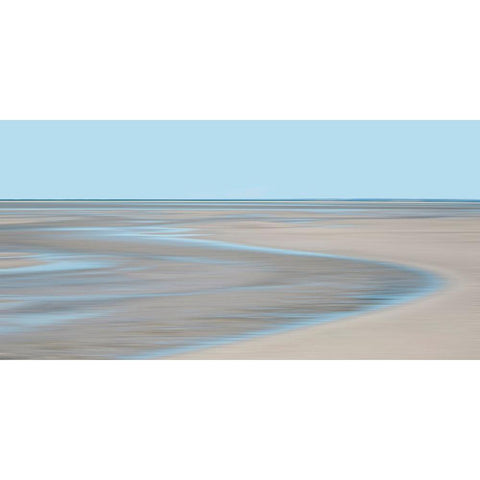Blue and Beige Beach 2 Black Modern Wood Framed Art Print by Ryan, Brooke T.