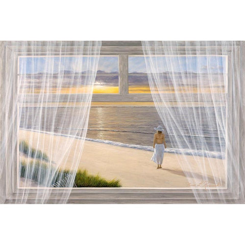 Morning Walk Black Modern Wood Framed Art Print with Double Matting by Romanello, Diane