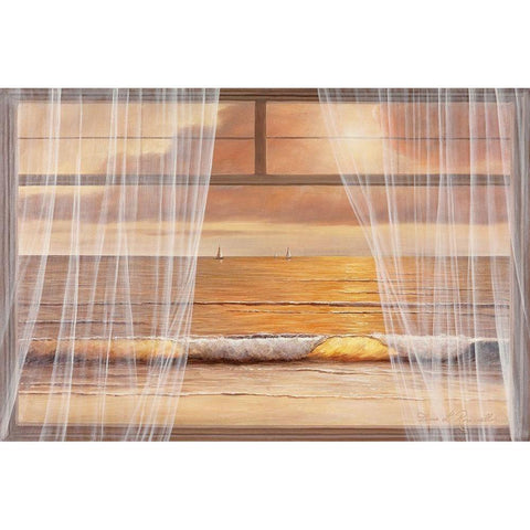 View of the Sunset Gold Ornate Wood Framed Art Print with Double Matting by Romanello, Diane