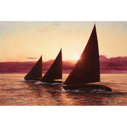 Evening Sails White Modern Wood Framed Art Print by Romanello, Diane