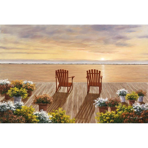 Evening Deck View White Modern Wood Framed Art Print by Romanello, Diane