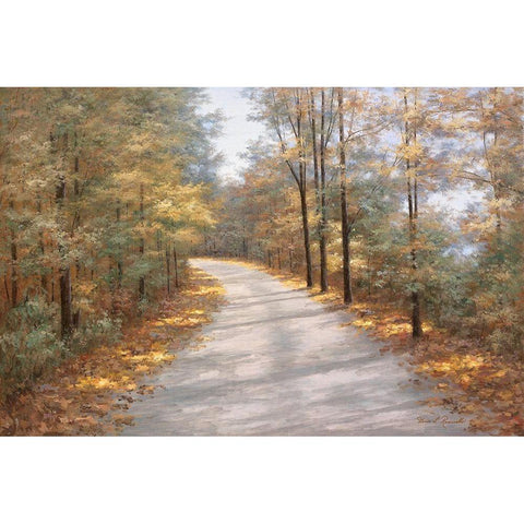 Walking in Fall White Modern Wood Framed Art Print by Romanello, Diane