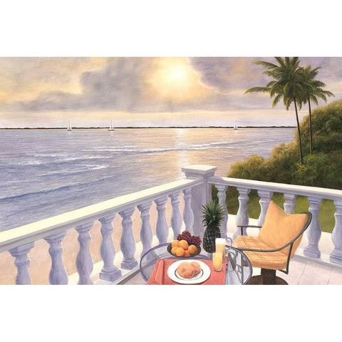 Breakfast on the Veranda White Modern Wood Framed Art Print by Romanello, Diane