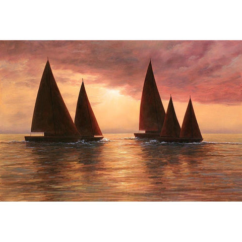 Dream Sails White Modern Wood Framed Art Print by Romanello, Diane