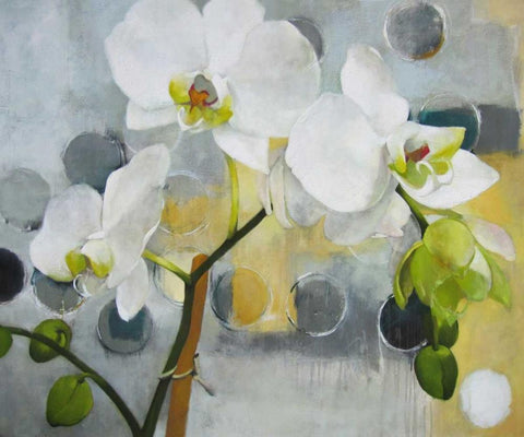 Soft Spoken White Modern Wood Framed Art Print with Double Matting by Rasmusson, Jennifer