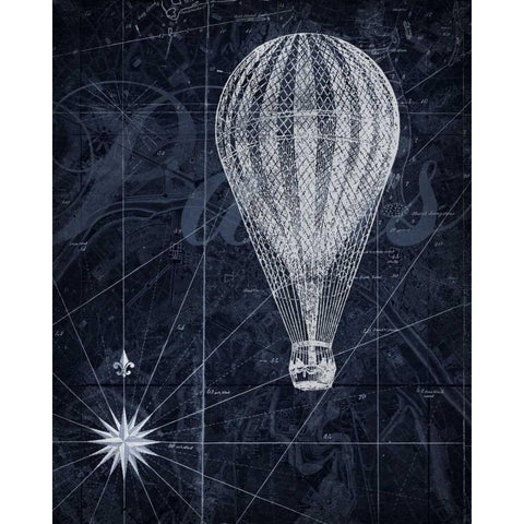 Hot Air over Paris II Black Modern Wood Framed Art Print with Double Matting by Roberts, Art