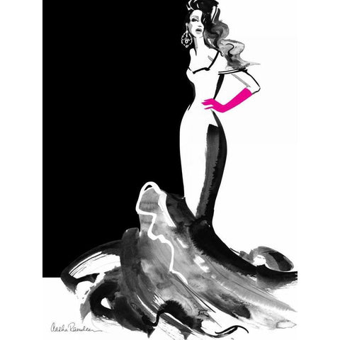 Ball Gown Black Modern Wood Framed Art Print by Ramdeen, Aasha
