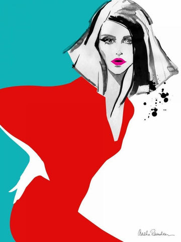 Red Dress Black Ornate Wood Framed Art Print with Double Matting by Ramdeen, Aasha