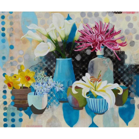 Collection of Blue Black Modern Wood Framed Art Print with Double Matting by Rasmusson, Jennifer