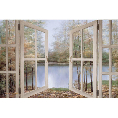 Autumn Woods Black Modern Wood Framed Art Print with Double Matting by Romanello, Diane