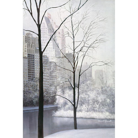 Central Park Black Modern Wood Framed Art Print with Double Matting by Romanello, Diane