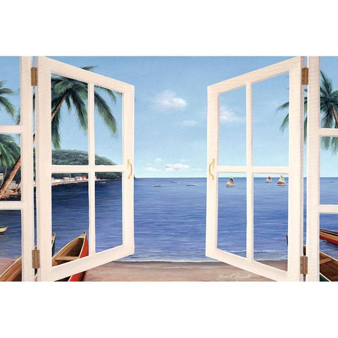 Day Dreams Window White Modern Wood Framed Art Print by Romanello, Diane