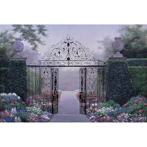 Elegant Garden Black Modern Wood Framed Art Print with Double Matting by Romanello, Diane