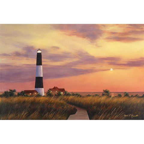 Fire Island Lighthouse Gold Ornate Wood Framed Art Print with Double Matting by Romanello, Diane