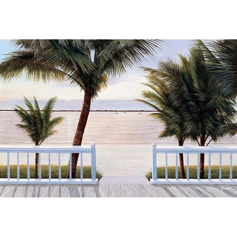 Palm Bay White Modern Wood Framed Art Print by Romanello, Diane