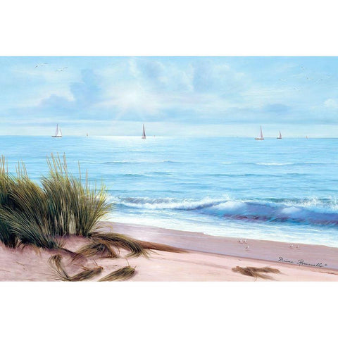 Sandpiper Beach White Modern Wood Framed Art Print by Romanello, Diane