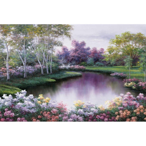 Springtime Symphony Gold Ornate Wood Framed Art Print with Double Matting by Romanello, Diane