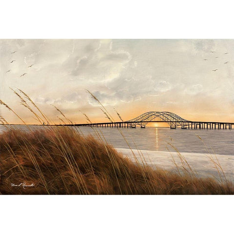 View of Captree Bridge Gold Ornate Wood Framed Art Print with Double Matting by Romanello, Diane