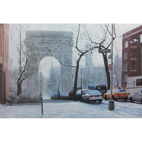 Washington Square Gold Ornate Wood Framed Art Print with Double Matting by Romanello, Diane