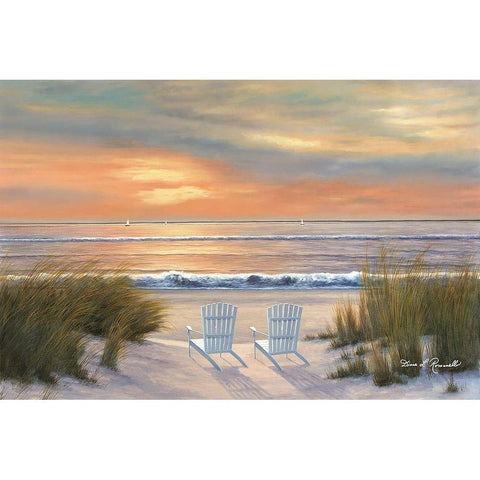 Paradise Sunset White Modern Wood Framed Art Print by Romanello, Diane