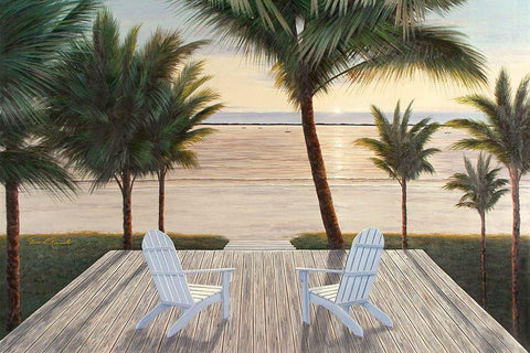 Palm Beach Retreat White Modern Wood Framed Art Print with Double Matting by Romanello, Diane