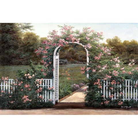 Rose Trellis Gold Ornate Wood Framed Art Print with Double Matting by Romanello, Diane