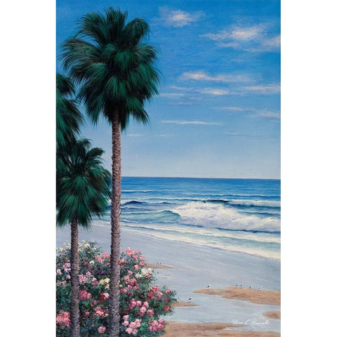 Calm Tropics Black Modern Wood Framed Art Print with Double Matting by Romanello, Diane