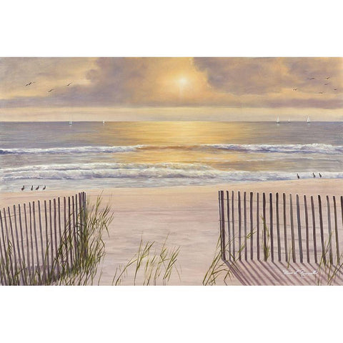 Beach Light Gold Ornate Wood Framed Art Print with Double Matting by Romanello, Diane