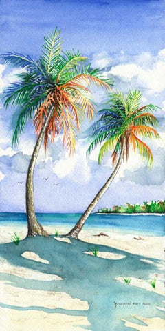 Palm Shadows White Modern Wood Framed Art Print with Double Matting by Reichow, Christine