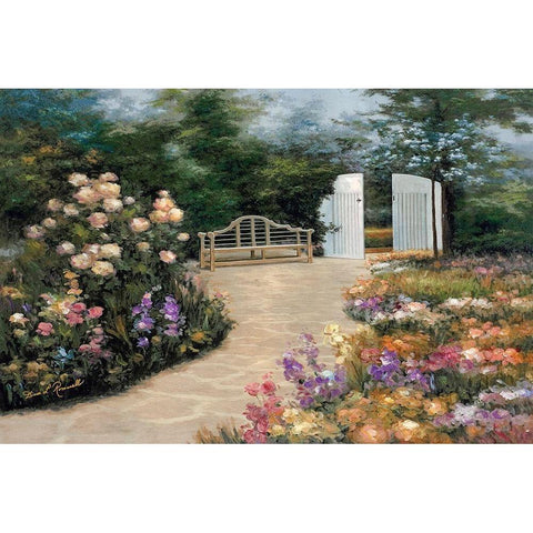 Garden Enclave White Modern Wood Framed Art Print by Romanello, Diane