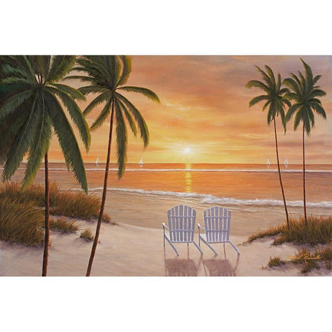 Tropical Sun Watch Black Modern Wood Framed Art Print with Double Matting by Romanello, Diane