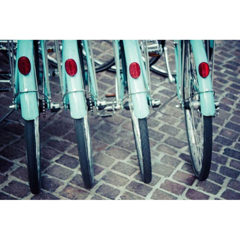 Bicycle Line Up 1 Black Modern Wood Framed Art Print by Reiss, Jessica