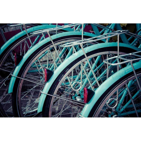 Bicycle Line Up 2 Black Modern Wood Framed Art Print by Reiss, Jessica