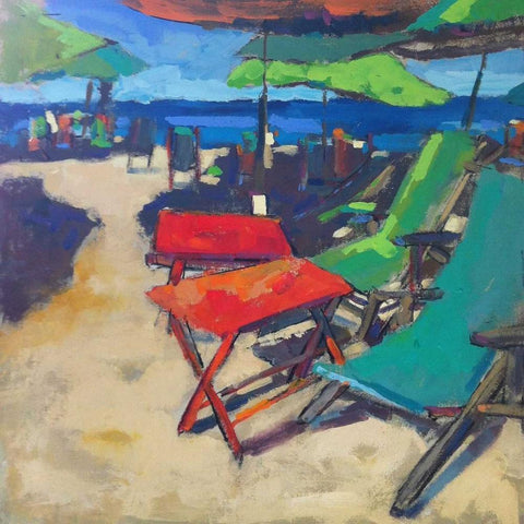 Playa White Modern Wood Framed Art Print with Double Matting by Railsback, Page Pearson