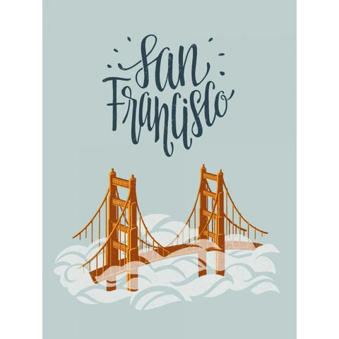 San Francisco Travel Black Modern Wood Framed Art Print with Double Matting by Rasmussen, Emily