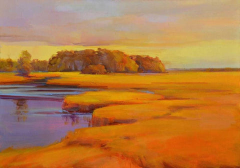 Autumn Marsh White Modern Wood Framed Art Print with Double Matting by Ready, Holly